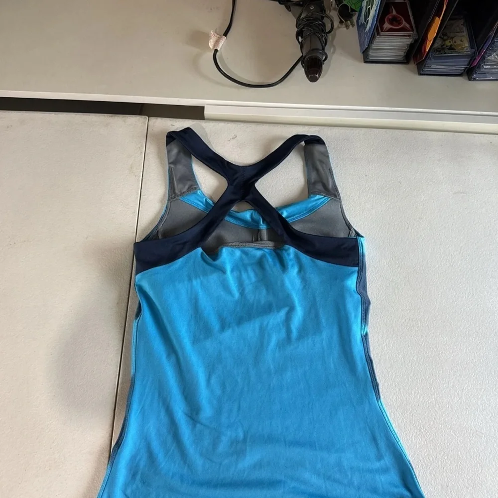 Nike Dri-FIT Racerback Striped Athletic Tank Top Blue Size S - Picture 3 of 3
